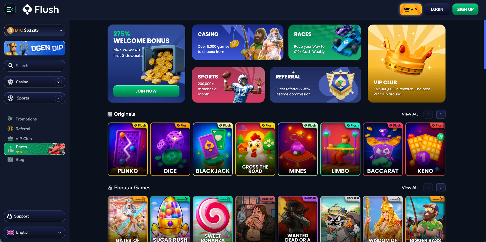 Flush homepage screenshot