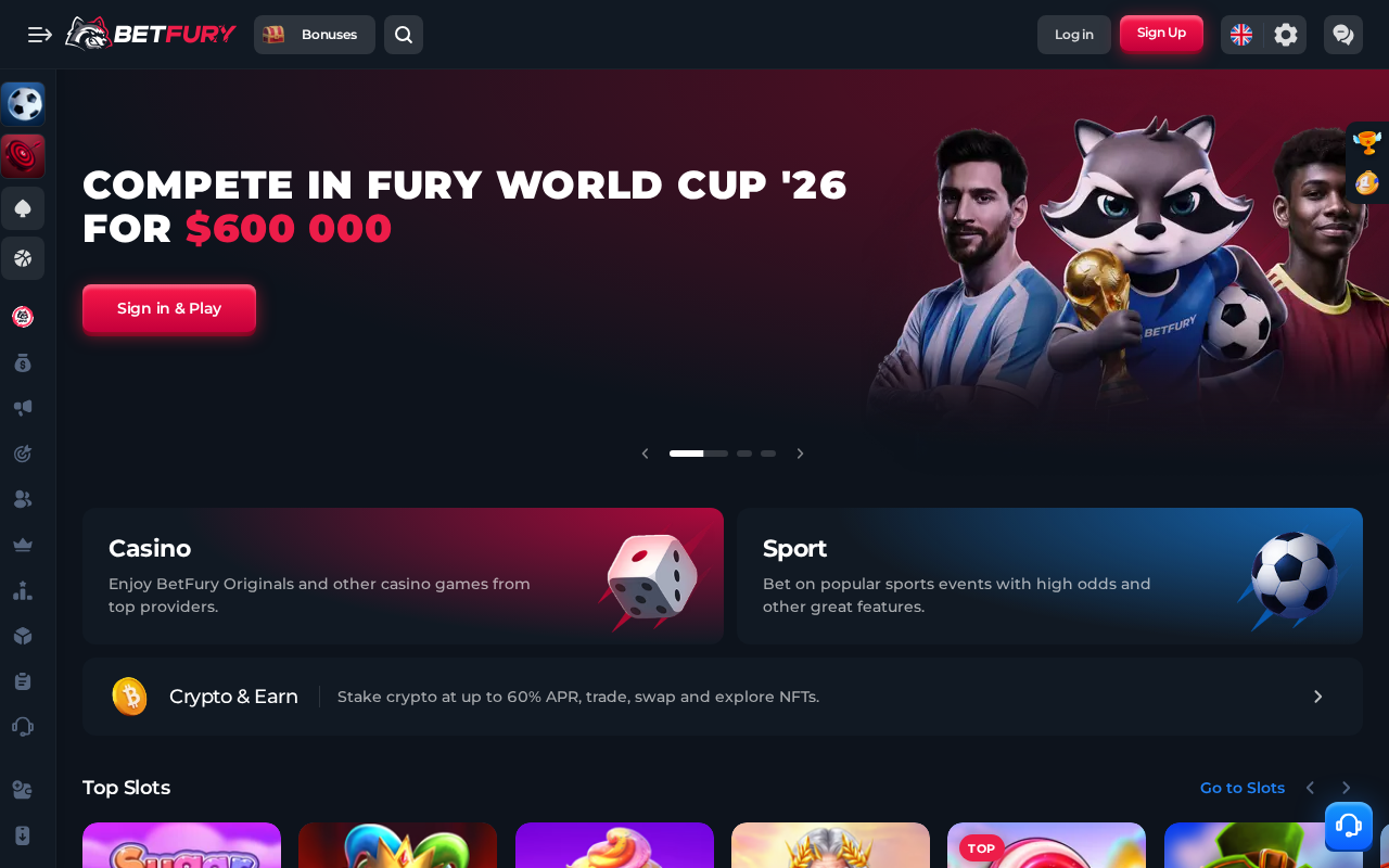 BetFury homepage screenshot