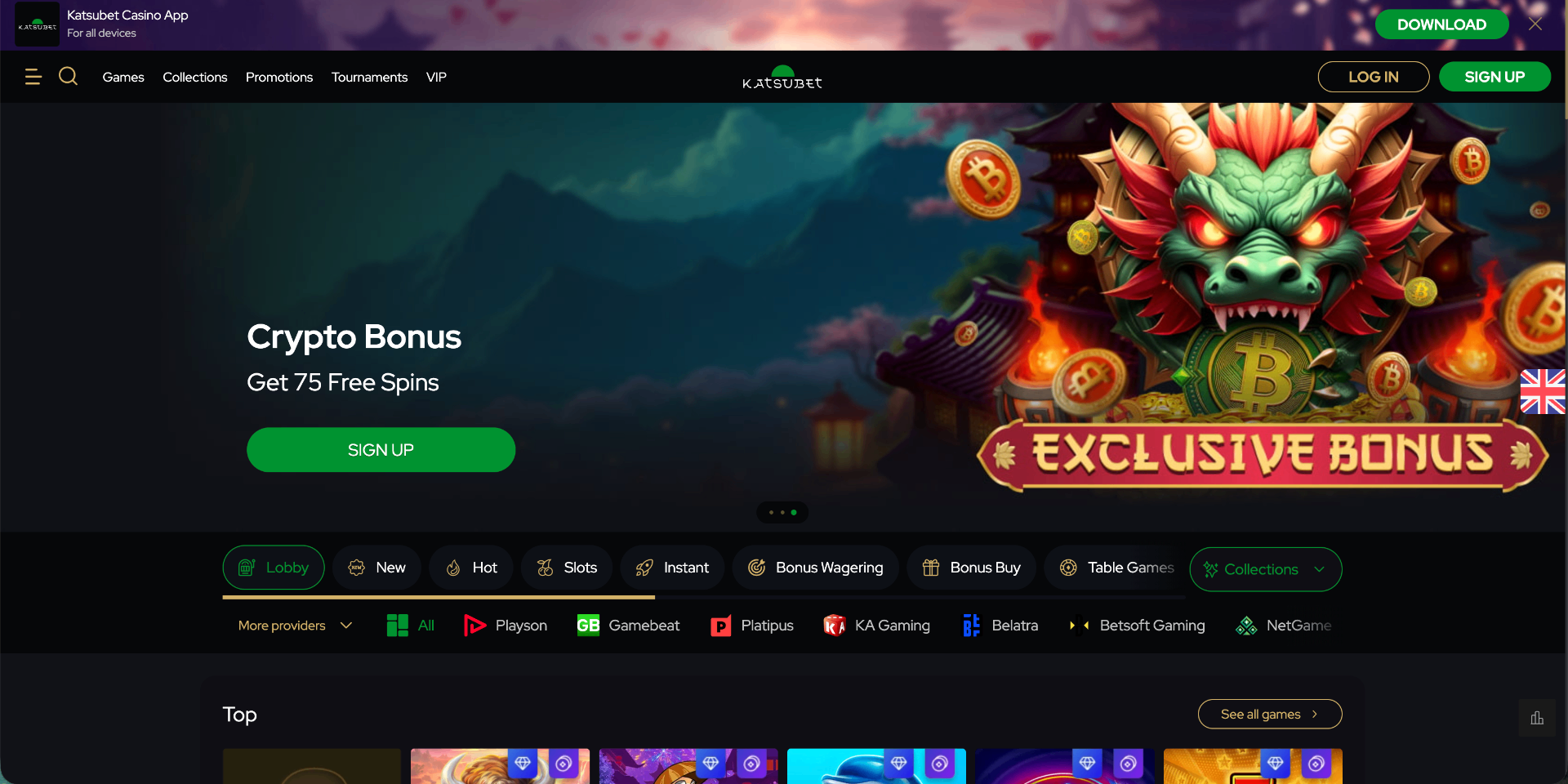 KatsuBet homepage screenshot