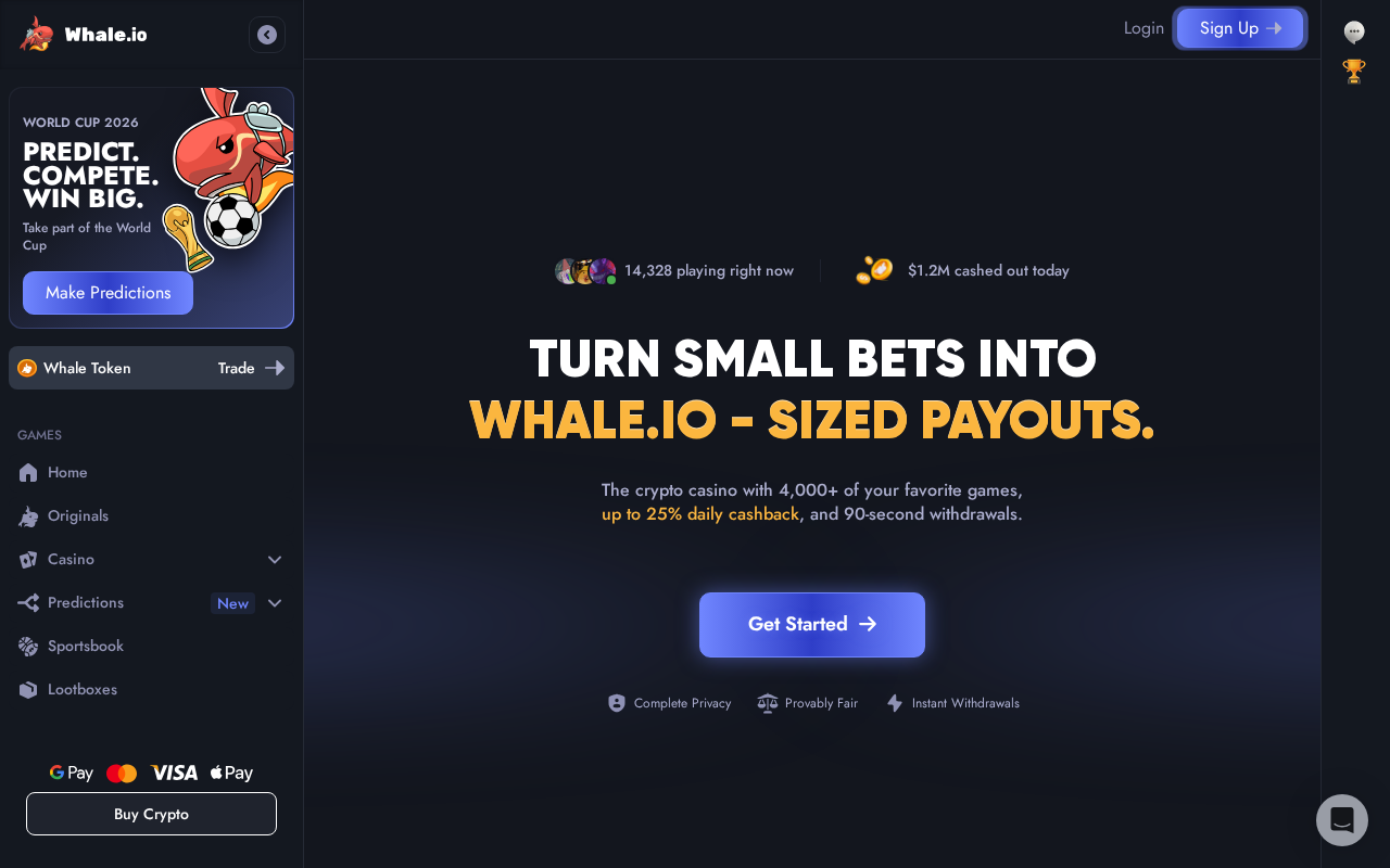 Whale.io homepage screenshot