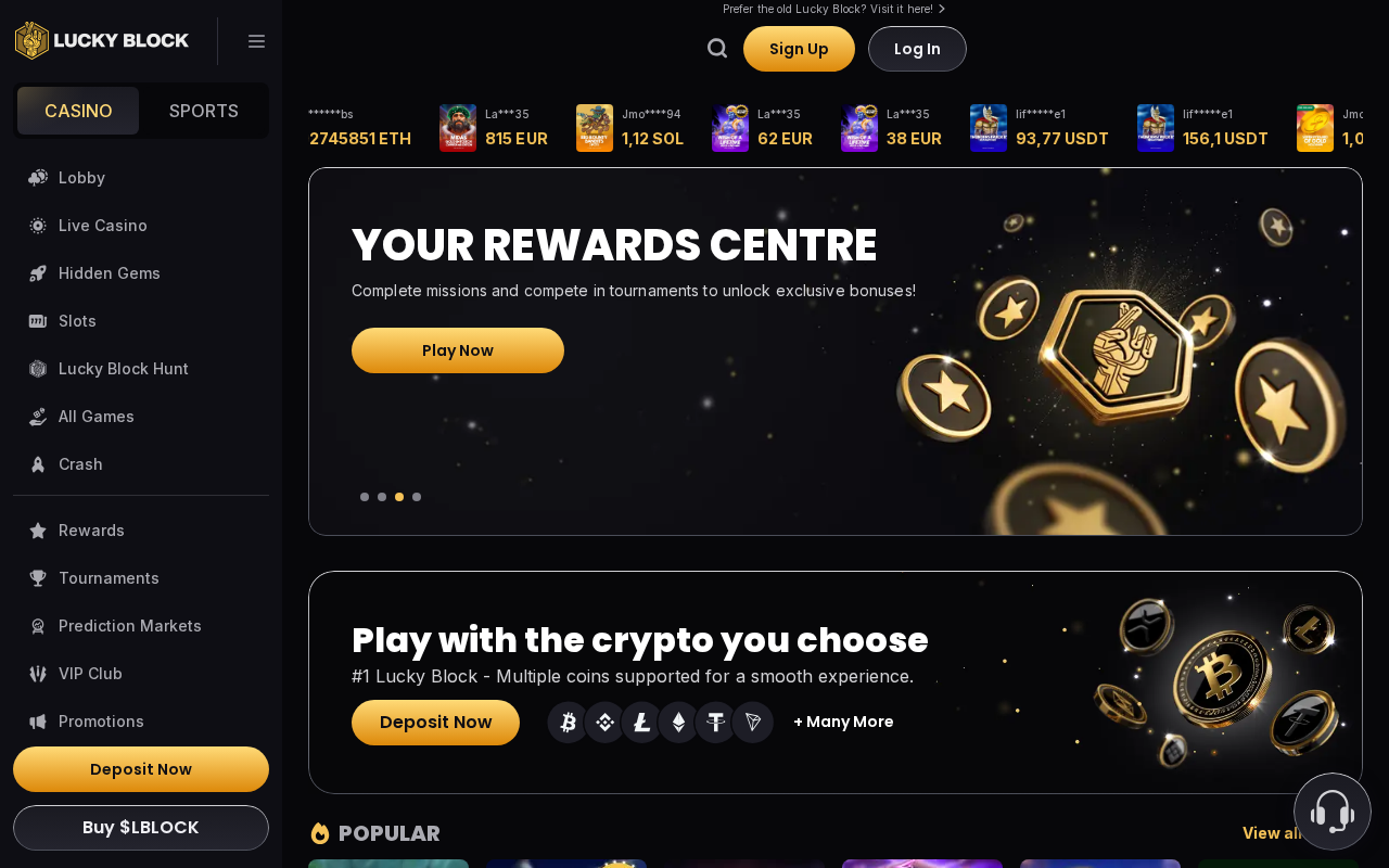 Lucky Block homepage screenshot