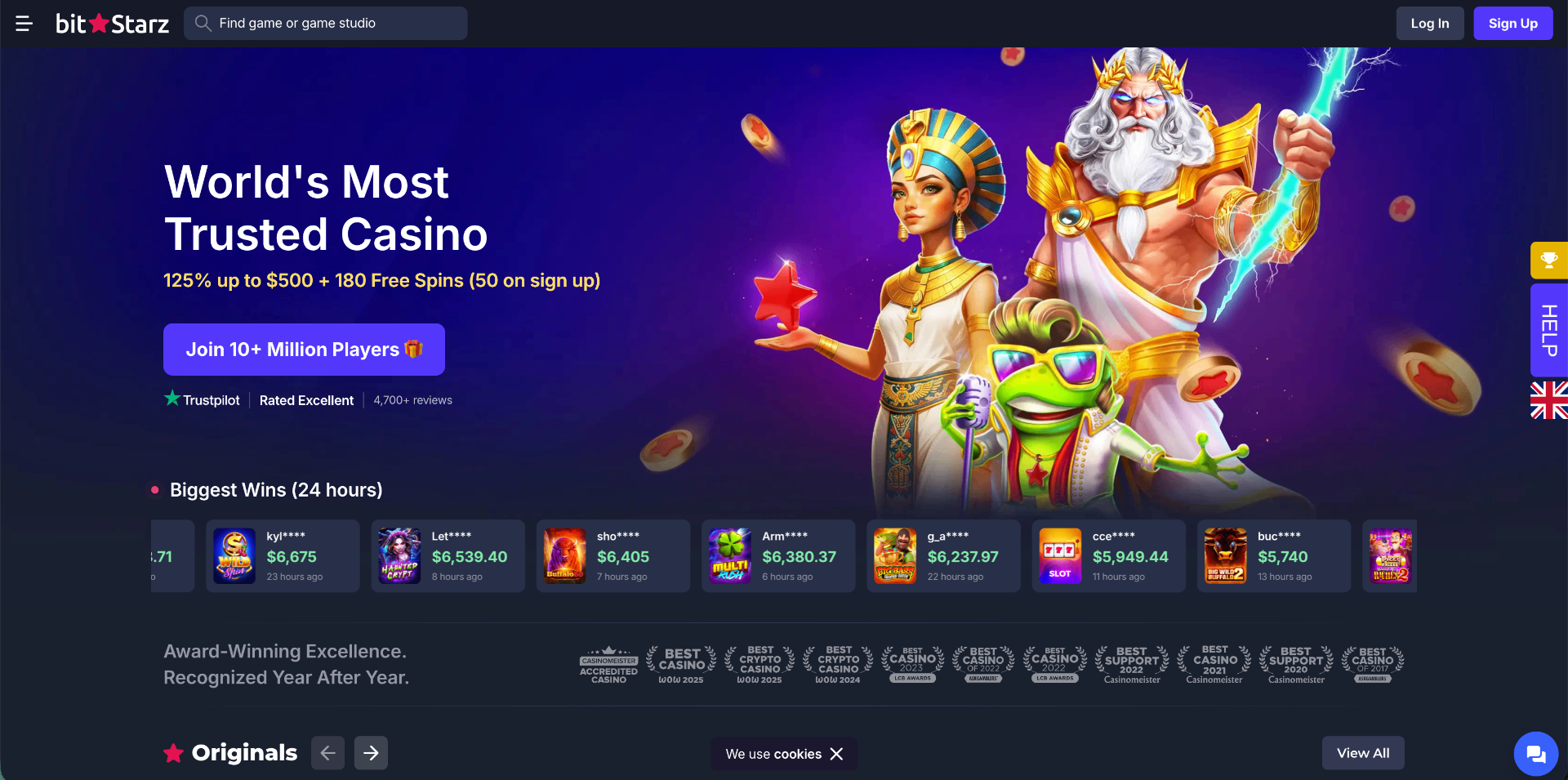 BitStarz homepage screenshot