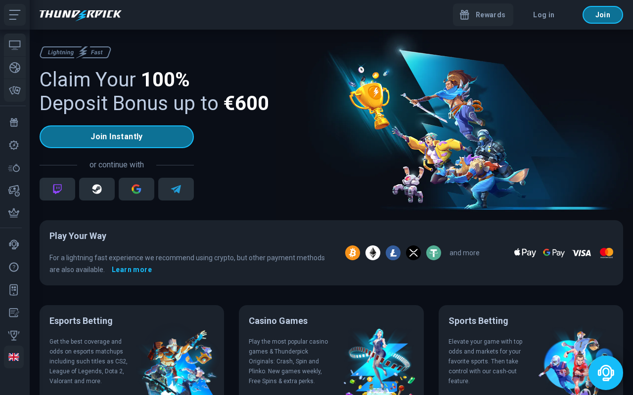 Thunderpick homepage screenshot