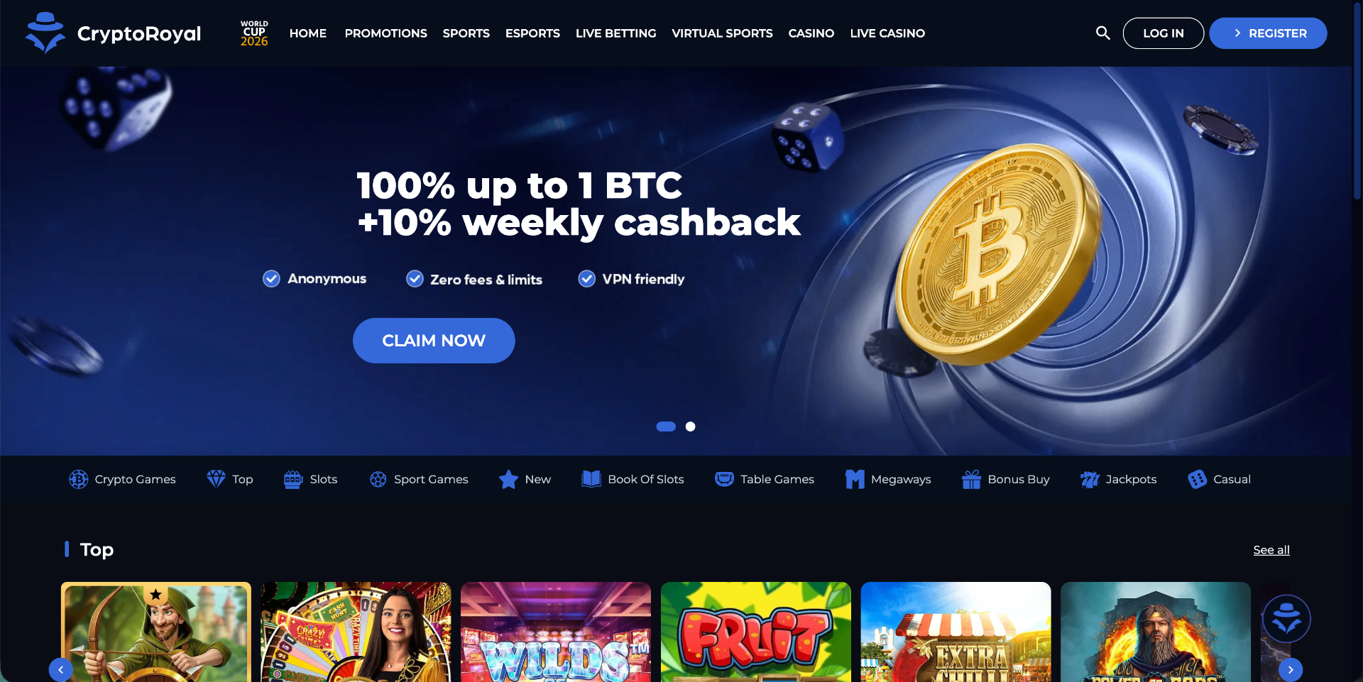 CryptoRoyal homepage screenshot