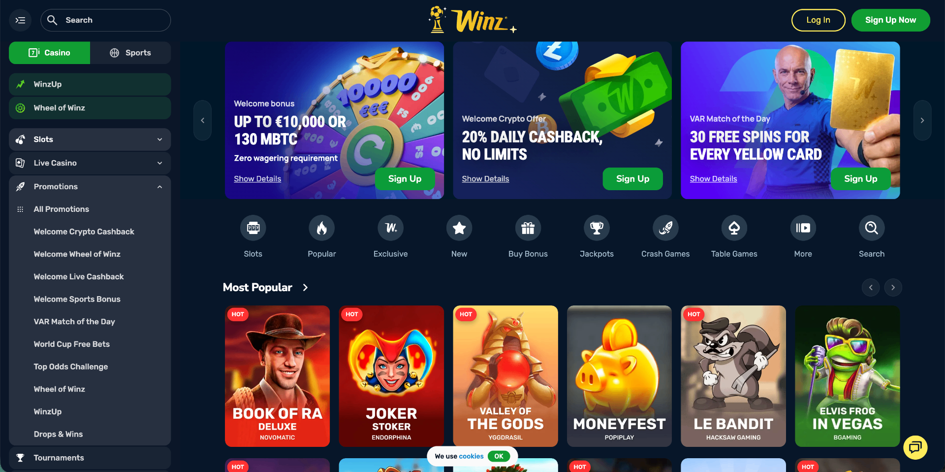 Winz.io homepage screenshot