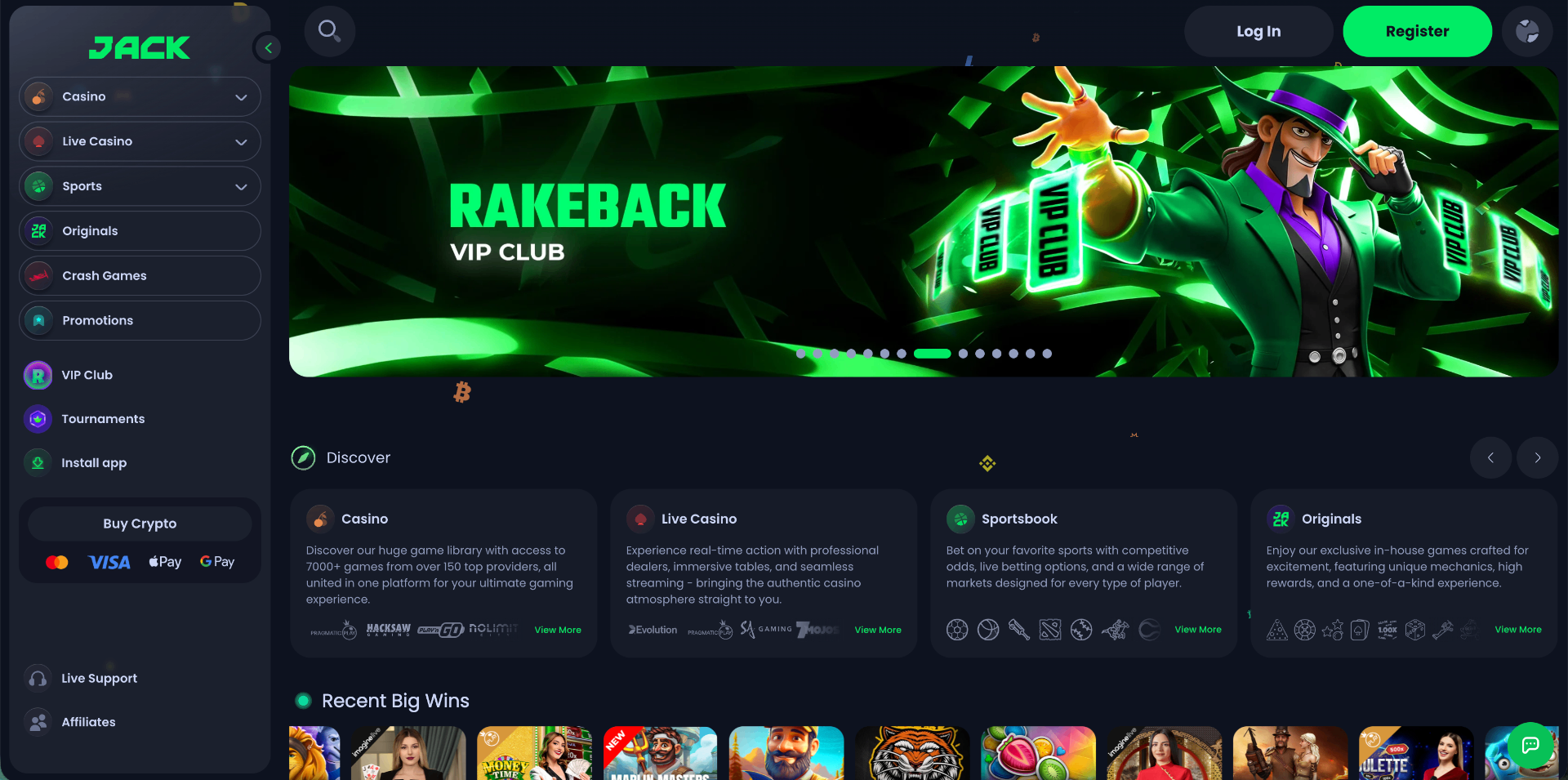 JackBit homepage screenshot