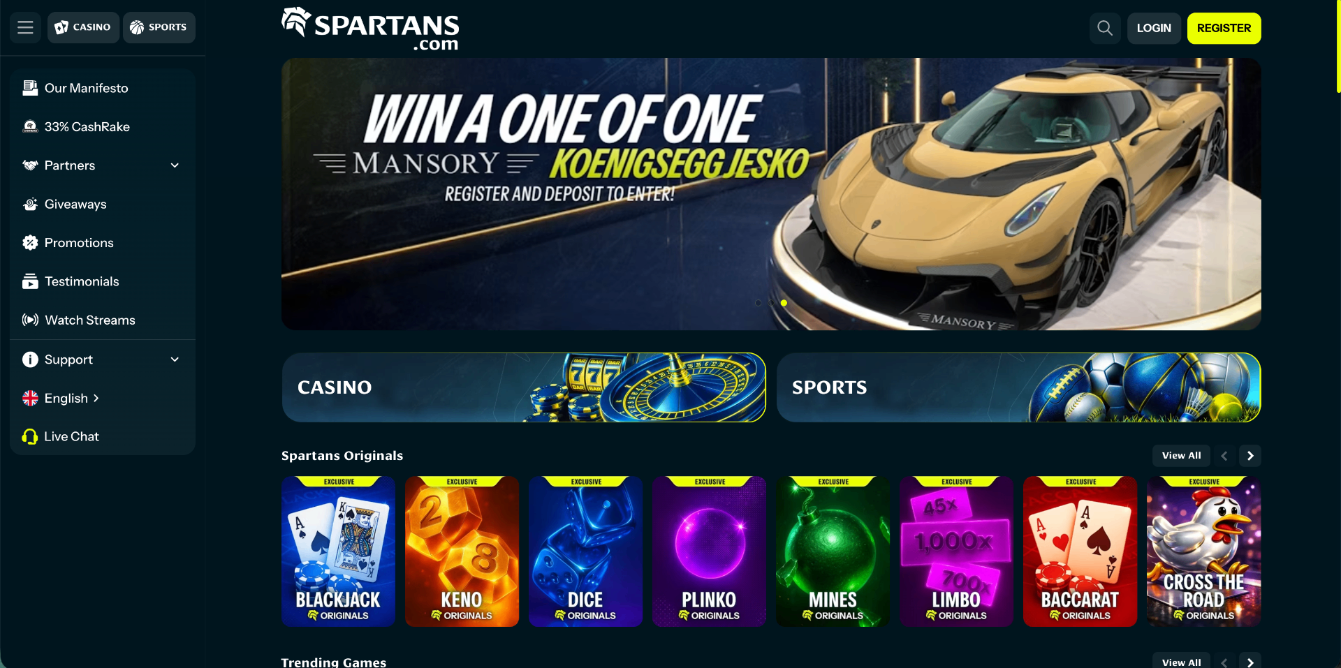 Spartans homepage screenshot